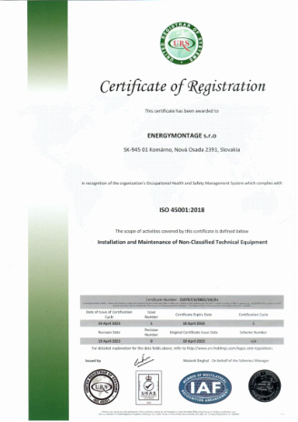 ISO 45001 – Registration